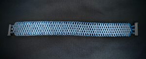 Dragonscale Chainmaille Bracelet with Variegated Blue and Silver rings