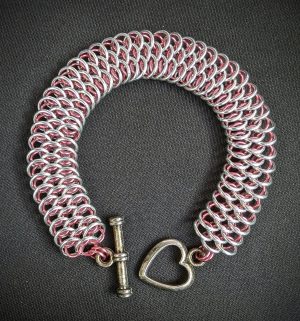 Pink and Silver Dragonscale Bracelet