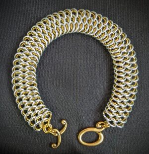 Silver and Gold Dragonscale Chainmaille Bracelet