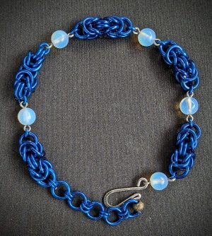 Opalite and Blue Segmented Byzantine Bracelet