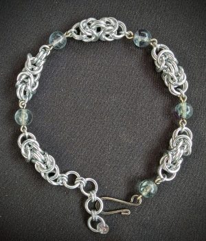 Fluorite - Silver Segmented Byzantine Bracelet