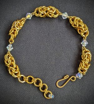 Swarovski Crystal - Gold Segmented Byzantine Bracelet