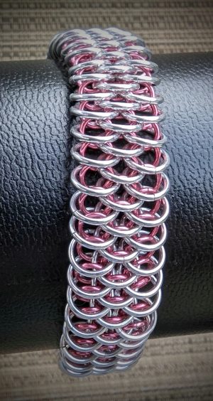 Pink and Silver Dragonscale Bracelet