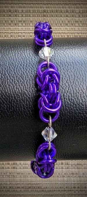 Swarovski crystal - purple segmented byzantine bracelet