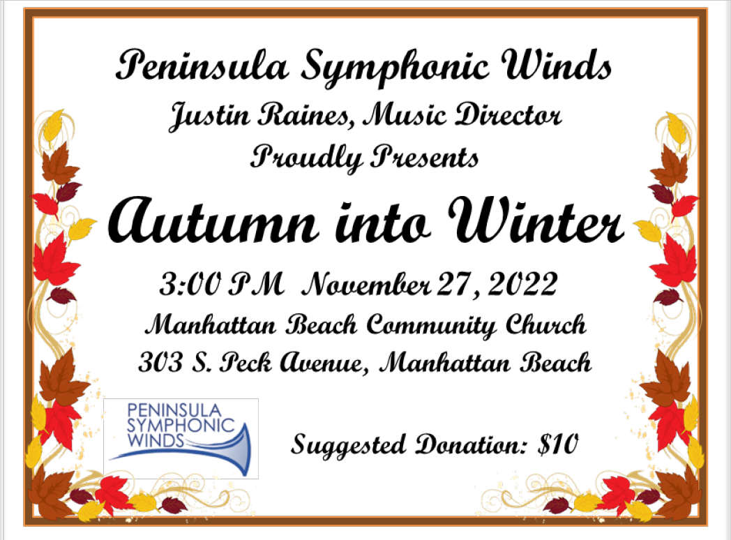 Peninsula Winds concert flyer 11-27-22