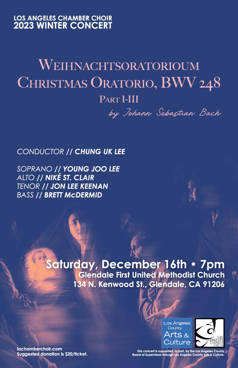 LA Chamber Choir Flyer for 2023 Winter Concert